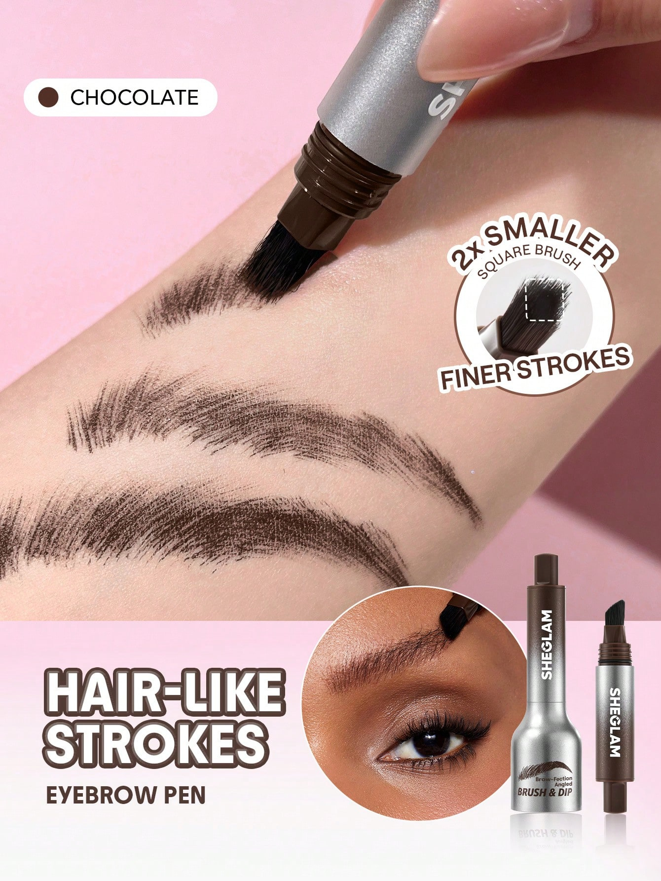 SHEGLAM فرشاة Brow-Fection بزاوية وفرشاة غمس تشبه الشعر - الصورة 4